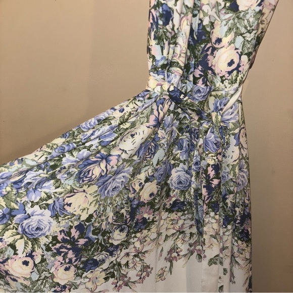 DN designs Cream Halter Midi Tie Waist Feminine Whimsy Sundress Size 14W - Picture 7 of 8